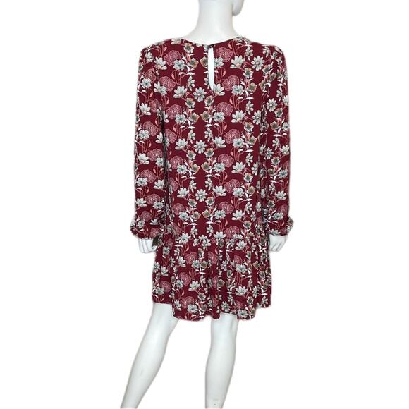 Caslon Floral Print Drop Waist Long Sleeve Dress Burgundy Floral Women’s - Picture 5 of 8